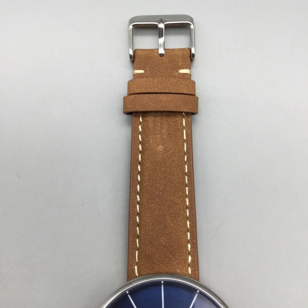 Fossil BQ2435 Mens Watch 42mm Blue Dial Brown Leather Minimalist New Battery